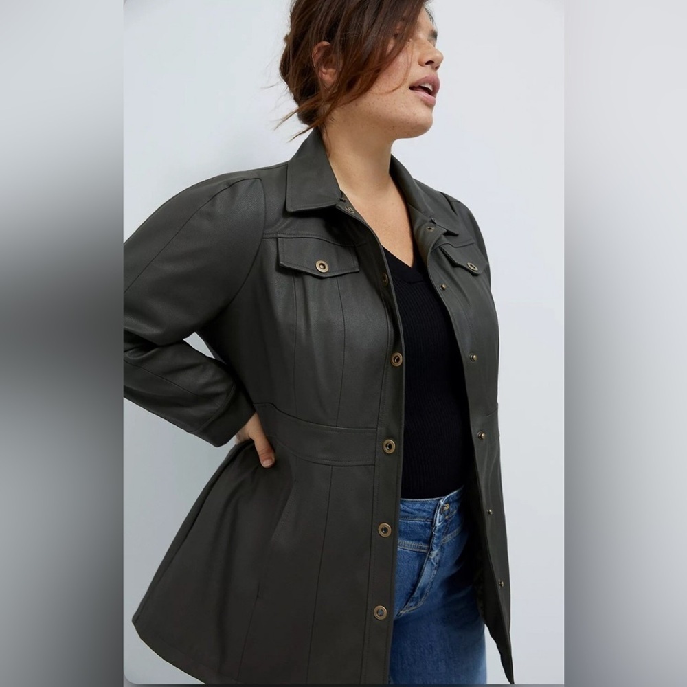Anthropologie Maeve Kellie Faux Leather Jacket In Green 6